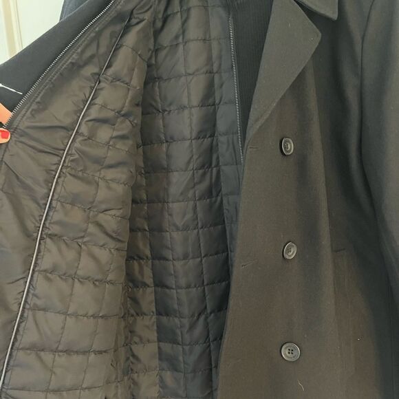 Men’s Kenneth Cole Wool Blend Coat with Faux Zipper Vest, Quilted Lining XL - Picture 4 of 8